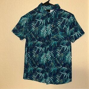 Boys' Short Sleeve Hawaiian Shirt - All In Motion Green Leaf Button Down Medium